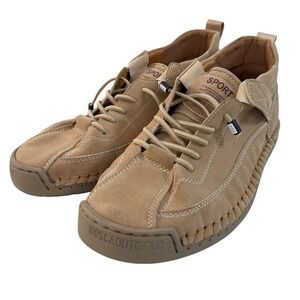 Women Sport 7.5 Retro Tan 100% Caoutchouc Shoes Handmade Soft Loafers Orthopedic